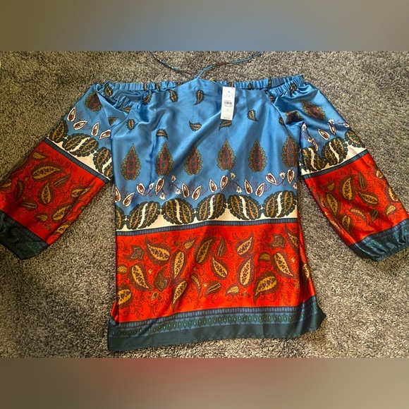 NWT LOFT Paisley off shoulder halter style top - Picture 1 of 3